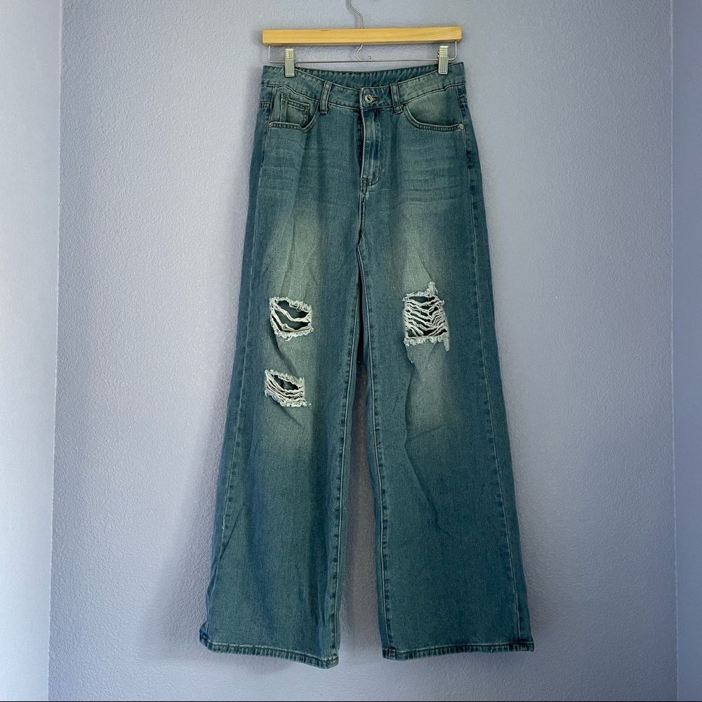 Shein Distressed Wide Leg Jeans